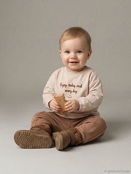 Bisiklet Yaka Erkek Bebek Sweatshirt ve E?ofman Alt 2li