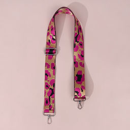 Ручка для сумки «Розовый леопард», стропа, с карабинами, 139±3×3.8 см, ярко-розовая