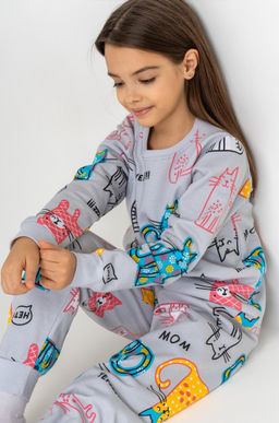 Хлопковая пижама для девочки из футера с начесом Happyfox - Happy fox фото 13