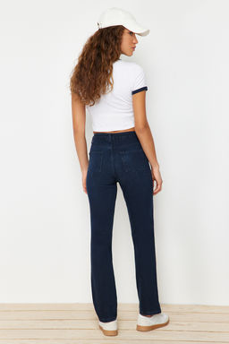 TRENDYOLMILLA Gece Mavisi More Sustainable Yuksek Bel Comfort Straight Jeans TWOAW24JE00091
