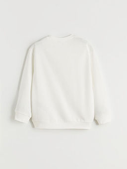 Bisiklet Yaka Bask?l? Erkek ?ocuk Sweatshirt