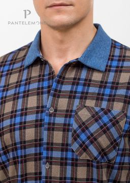 Домашний мужской комплект PDKB-298 Клетка синяя/Синий