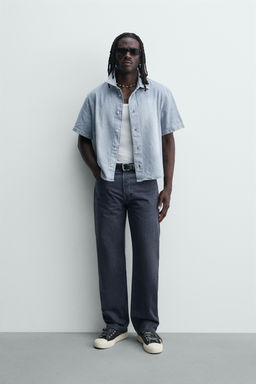 CAMISA BOXY FIT DENIM LIGERO / Azul claro