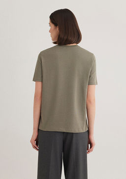 Bisiklet Yaka Yesil Basic Tisort - Mavi фото 5