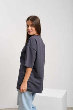 Футболка женская оверсайз серый "Зачеркнутые города"