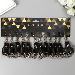 Цена за 12 шт. Кожаный брелок для ключей на карабине, (кожзам), 9.5×4×0.5 см, МИКС