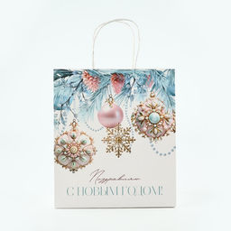 Пакет подарочный новогодний «Поздравляю С Новым годом», белый крафт, 22 х 25 х 12 см