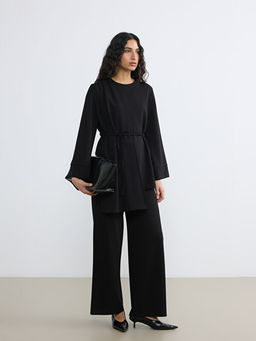 Bisiklet Yaka Ku?akl? B?zg?l? Bluz