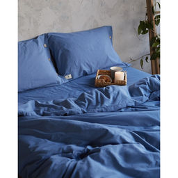 Постельное бельё евро «Этель», жатый хлопок, синее