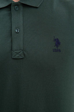 U. S. Polo Assn / Мужская темно-зеленая базовая футболка с воротником-поло - U.s. polo assn фото 5