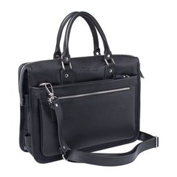 Кожаная деловая сумка для ноутбука Halston Black - Lakestone фото 4