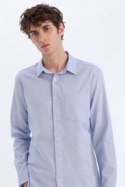 Modern Fit Polo Yaka Basic Duz Uzun Kollu Gomlek