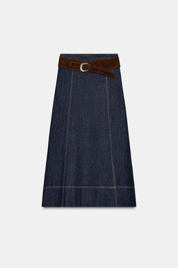 Z1975 BELTED DENIM WRAP MIDI SKIRT - Zara фото 7