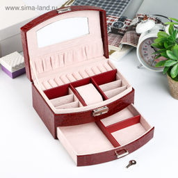 Шкатулка кожзам под бижутерию Бордо 20х15х11 см - Simaland фото 2