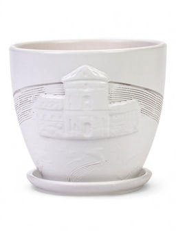 Горшок цветочный с поддоном 1,4 л, d15/h13 см белый керамика, "Голландия" (М)