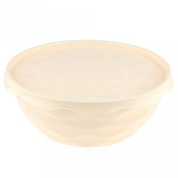 Салатник пластмассовый Modena 4л, д28,4см, h10,6см, с крышкой, пищевой полипропилен, светло-бежевый (Россия)