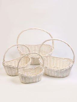 Корзина плетёная для хранения, ива, овальная, белая, набор 4 шт.