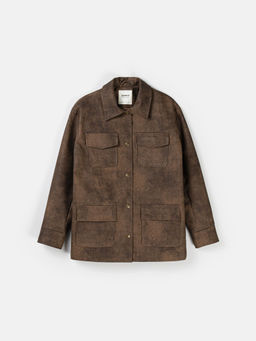 Пиджак из экокожи "Винтажный коричневый" женский