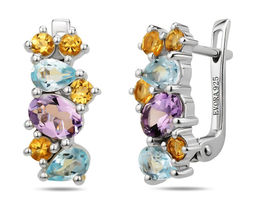 Серьги, аметист , топаз , цитрин, Милан