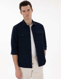 Рубашка Pierre Cardin Comfort Fit темно-синяя