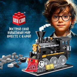 Конструктор Волшебный экспресс, модель ретро локомотива - паровоза, 246 деталей - Unicon фото 5