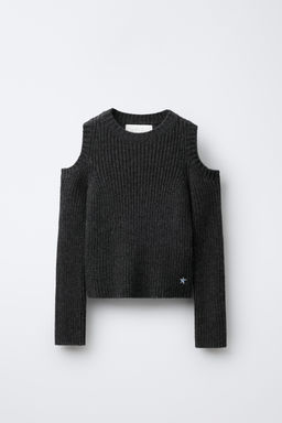 KNIT JUMPER WITH EMBROIDERED STAR CUT-OUT