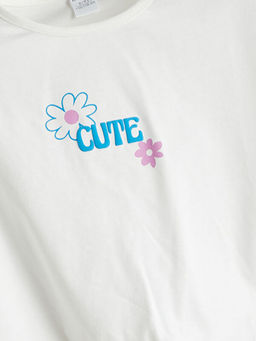 Bisiklet Yaka ?i?ekli K?z ?ocuk Ti??rt ve Tayt 2li