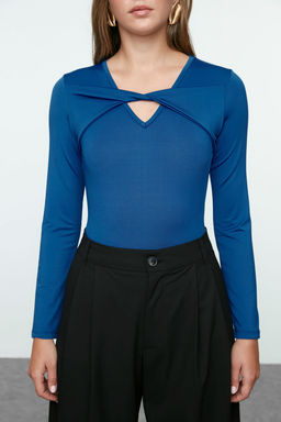 Saks Fitted/Vucuda Oturan Cut Out detayl? V Yaka C?tc?tl? Esnek Orme Body TWOAW25BD00020 - Trendyolmilla фото 3