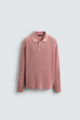 WASHED WAFFLE-KNIT POLO SHIRT - Zara фото 6