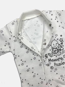 Костюм футер: чепчик, боди, штаны, арт.dA2-KS153-ITnk, белый звезды - Мамин малыш фото 3