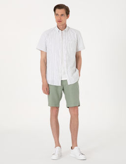 Haki Regular Fit _izgili K_sa Kollu G_mlek