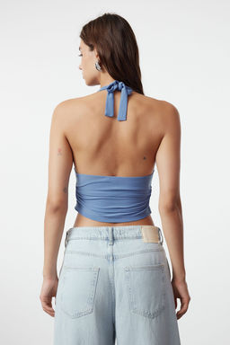 Trendyolmilla Bordo Boyundan Baglamal? Vucuda Oturan Esnek Orme Bluz TWOSS24BZ00061  фото 25