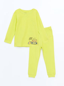 Bisiklet Yaka Uzun Kollu Bask?l? Erkek Bebek Pijama Tak?m?
