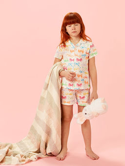 Kurdele Detayl? K?z ?ocuk ?ortlu Pijama Tak?m?