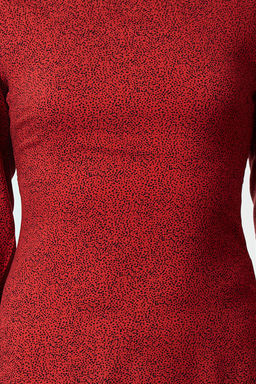 Trendyolmilla Bordo Belden Ac?lan Puantiyeli Midi Dokuma Elbise TWOAW25EL00369  фото 3