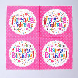 Набор бумажной посуды «С днём рождения»: 6 тарелок, 6 стаканов, 20 салфеток, цвет розовый