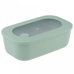Контейнер для продуктов пластмассовый Нео 0,9л, 21x12,5x7см, прямоугольный, герметичный, с крышкой, фисташковый, клапан для выпуска пара, подходит для СВЧ (Россия)
