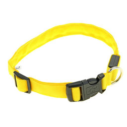 Ошейник с подсветкой Двойная полоса размер XL, ОШ 52-60 х 2,5 см 3 режима свечения жёлтый - Пижон фото 2
