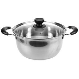 "Золушка" Кастрюля из нержавеющей стали 3,8л, д24см, h11,5см, стеклянная крышка, бакелитовые ручки, без теплораспределительного дна, цветная коробка (Китай) ДОПУСКАЮТСЯ: на корпусе незначительные потертости внутри и снаружи. Товар возврату и обмену н