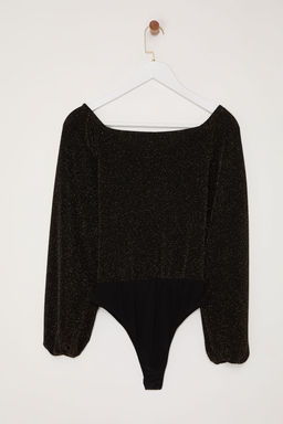 TRENDYOLMILLA Alt?n Carmen Yaka Is?lt?l? C?tc?tl? Simli Orme Body TPRAW24BD00016  фото 7