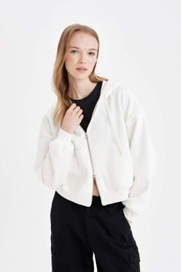 Толстовка Cool Standard Fit с капюшоном на молнии - Defacto фото 3