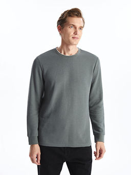 Bisiklet Yaka Uzun Kollu Erkek Sweatshirt