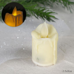 Свеча светодиодная подвижный фитиль 6х3,5 см / VFR-33 /уп 12/480/бежевая