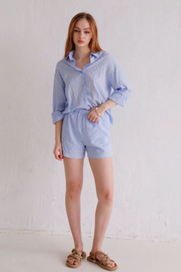 Martichelli Костюм из рубашки и шорт ажурный голубой  фото 5