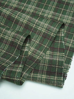 Шерсть пальтово-костюмная Твид Клетка цв.бежево-сливовый на зеленом, ш.1.5м, шерсть-50%, п/э-50% - Купава фото 15