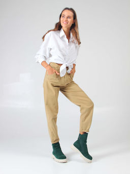 Ботинки 233.1541be. Зеленый замша/Байка