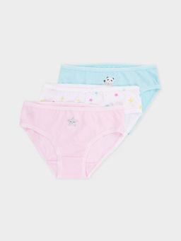 К 1931-3уп/неж.розовый,аквамарин,белый,звездопад набор трусы для дев