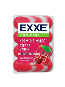 EXXE мыло косметическое 4шт*75гр 1+1 Спелая вишня (Красное) полосатое Экопак