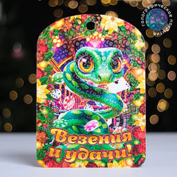 Цена за 2 шт. Доска разделочная сувенирная Дарим Красиво Символ года. Счастливого нового года, дерево, 27.5?19.5?0.5 см, разноцветная