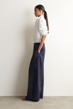 PANTAL?N WIDE LEG DE TWILL DE ALGOD?N